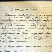 Fragment "Dzienniczka" s. Faustyny z 22 lutego 1931 r., w którym jest zapis pierwszych objawień Pana Jezusa Miłosiernego w celi płockiego klasztoru