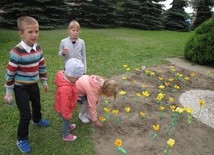 Akcja charytatywna Caritas i żonkile z "pól nadziei" towarzyszą dzieciom z Leszna k. Przasnysza w przygotowaniu do Pierwszej Komunii św.