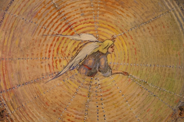 "Anielska opowieść" (akryl na papierze) - jeden z obrazów, które można zobaczyć na wystawie.